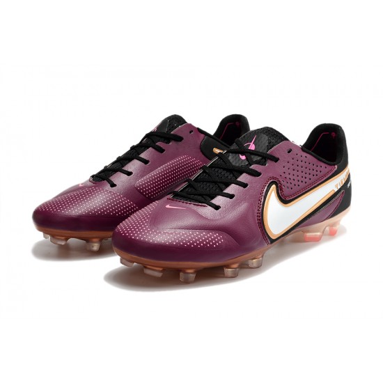 Nike Tiempo Legend 9 Elite FG Low-Top Purple Brown Men Soccer Cleats 