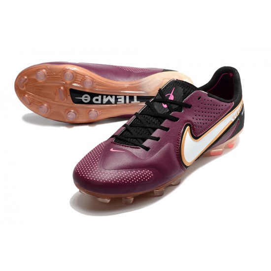 Nike Tiempo Legend 9 Elite FG Low-Top Purple Brown Men Soccer Cleats 