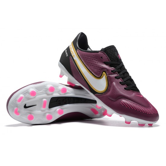 Nike Tiempo Legend 9 Elite FG Low-Top Purple White Men Soccer Cleats