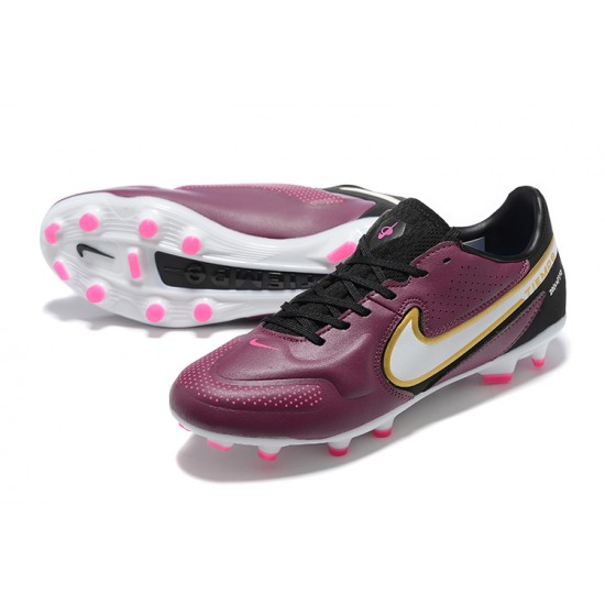 Nike Tiempo Legend 9 Elite FG Low-Top Purple White Men Soccer Cleats