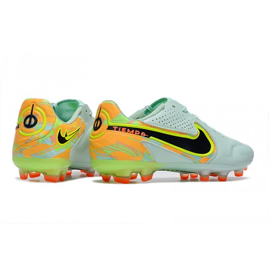 Nike Tiempo Legend 9 Elite FG Low-Top Turqoise Yellow Orange Men Soccer Cleats