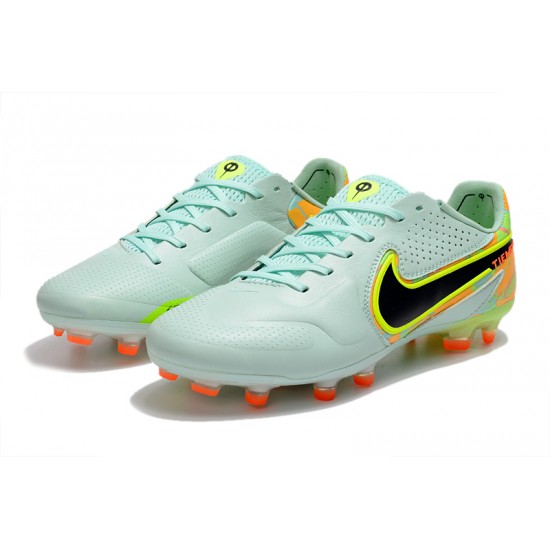 Nike Tiempo Legend 9 Elite FG Low-Top Turqoise Yellow Orange Men Soccer Cleats