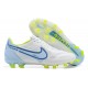 Nike Tiempo Legend 9 Elite FG Low-Top White Blue Yellow Men Soccer Cleats