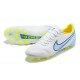 Nike Tiempo Legend 9 Elite FG Low-Top White Blue Yellow Men Soccer Cleats