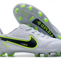 Nike Tiempo Legend 9 Elite FG Low-Top White Green Men Soccer Cleats 