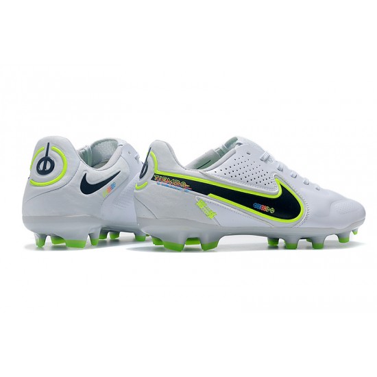 Nike Tiempo Legend 9 Elite FG Low-Top White Green Men Soccer Cleats