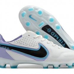 Nike Tiempo Legend 9 Elite FG Low-Top White Purple Blue Men Soccer Cleats 