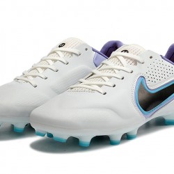 Nike Tiempo Legend 9 Elite FG Low-Top White Purple Blue Men Soccer Cleats 