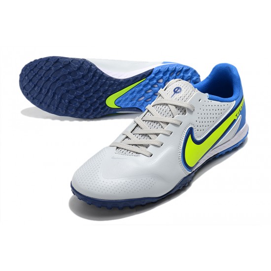 Nike Tiempo Legend 9 Pro TF Low-Top White Blue Yellow Men Soccer Cleats