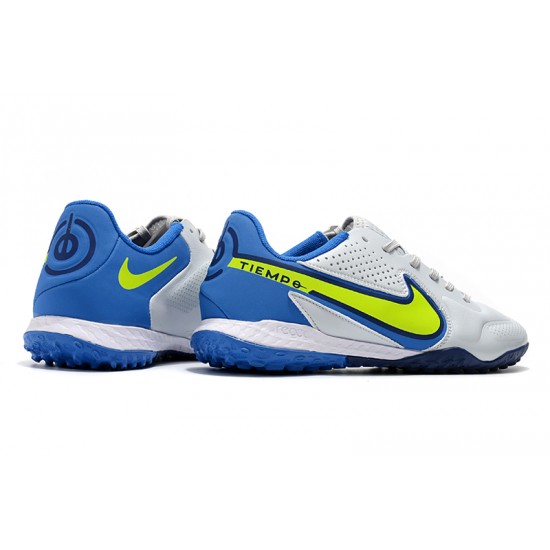 Nike Tiempo Legend 9 Pro TF Low-Top White Blue Yellow Men Soccer Cleats