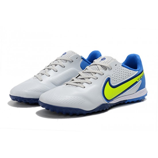 Nike Tiempo Legend 9 Pro TF Low-Top White Blue Yellow Men Soccer Cleats