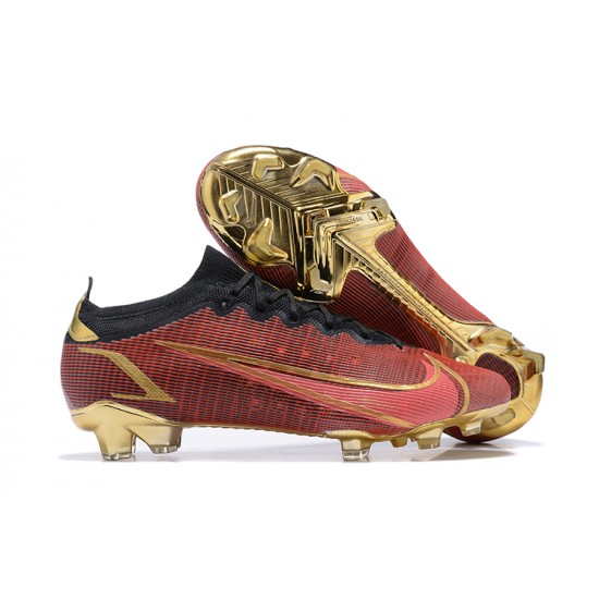 Nike Mercurial Vapor Xiv Elite FG Deepwine Gold Black Low-top For Men Soccer Cleats 