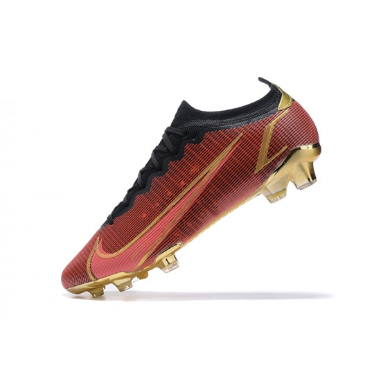 Nike Mercurial Vapor Xiv Elite FG Deepwine Gold Black Low-top For Men Soccer Cleats