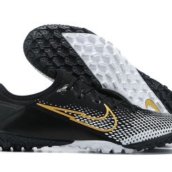 Nike Vapor 13 Pro TF Black Gold White Low-top For Men Soccer Cleats 