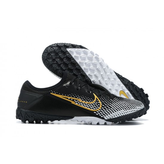 Nike Vapor 13 Pro TF Black Gold White Low-top For Men Soccer Cleats 