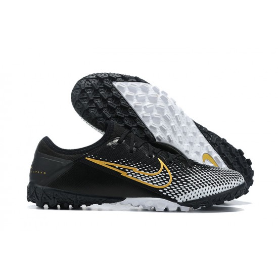 Nike Vapor 13 Pro TF Black Gold White Low-top For Men Soccer Cleats