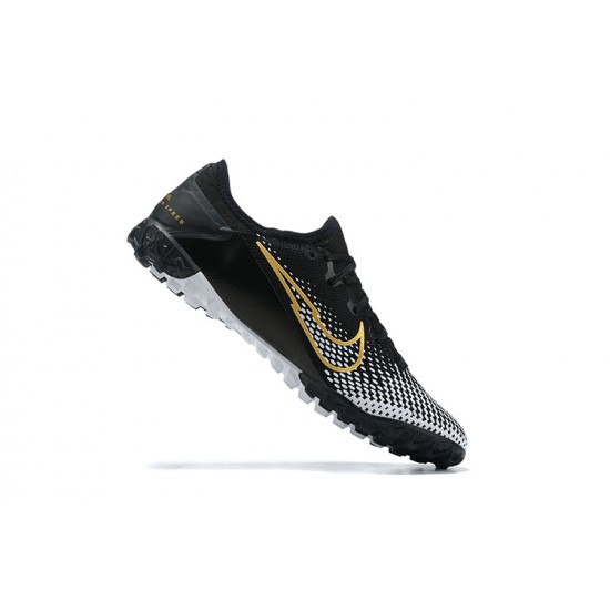 Nike Vapor 13 Pro TF Black Gold White Low-top For Men Soccer Cleats