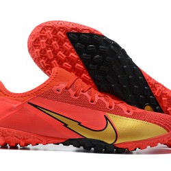 Nike Vapor 13 Pro TF Red Gold Black Low-top For Men Soccer Cleats 