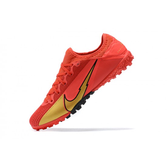 Nike Vapor 13 Pro TF Red Gold Black Low-top For Men Soccer Cleats