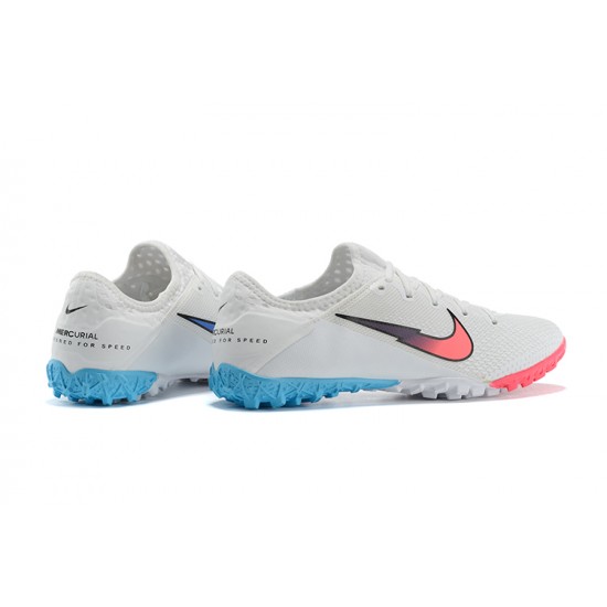 Nike Vapor 13 Pro TF White Blue Pink Low-top For Men Soccer Cleats