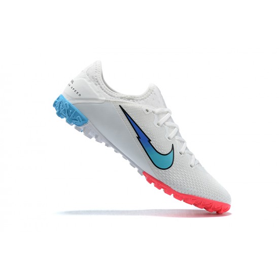 Nike Vapor 13 Pro TF White Blue Pink Low-top For Men Soccer Cleats