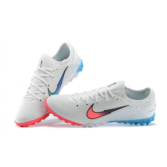 Nike Vapor 13 Pro TF White Blue Pink Low-top For Men Soccer Cleats