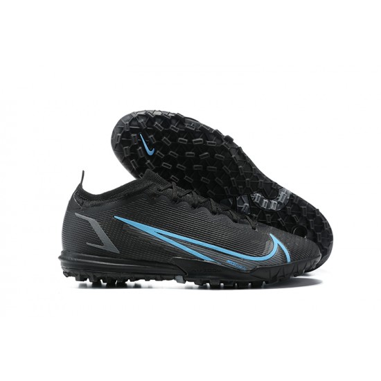 Nike Vapor 14 Academy TF Black Blue Low-top For Men Soccer Cleats