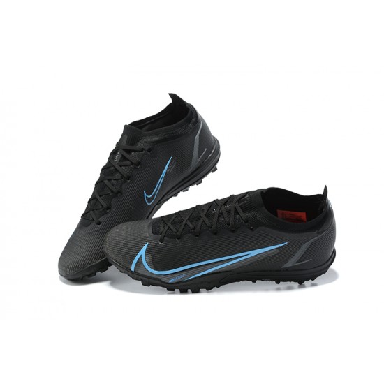 Nike Vapor 14 Academy TF Black Blue Low-top For Men Soccer Cleats 
