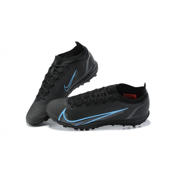 Nike Vapor 14 Academy TF Black Blue Low-top For Men Soccer Cleats