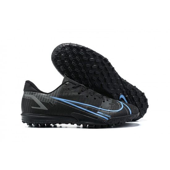 Nike Vapor 14 Academy TF Black White Blue Gray Low-top For Men Soccer Cleats 