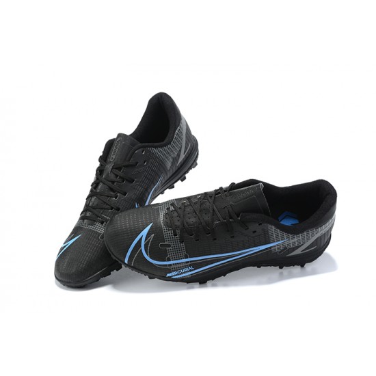 Nike Vapor 14 Academy TF Black White Blue Gray Low-top For Men Soccer Cleats