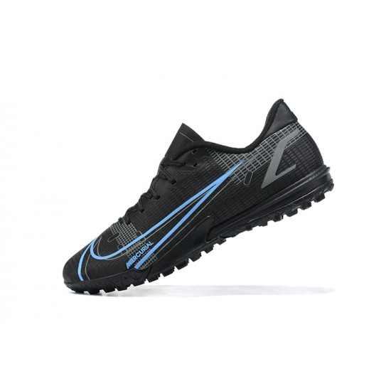 Nike Vapor 14 Academy TF Black White Blue Gray Low-top For Men Soccer Cleats 