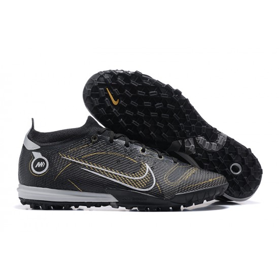 Nike Vapor 14 Academy TF Gray Black Gold White Low-top For Men Soccer Cleats 