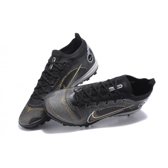 Nike Vapor 14 Academy TF Gray Black Gold White Low-top For Men Soccer Cleats 