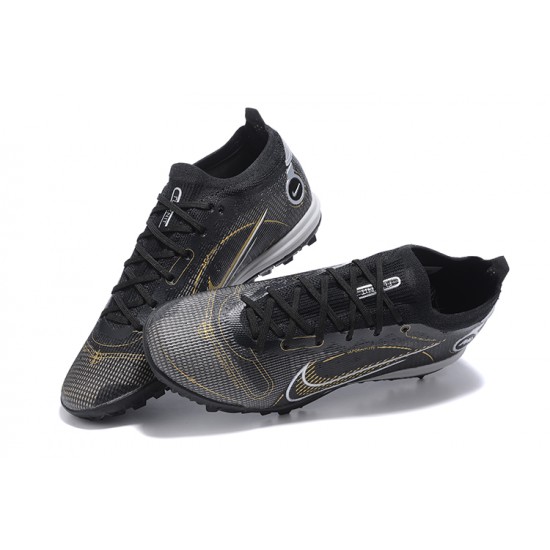 Nike Vapor 14 Academy TF Gray Black Gold White Low-top For Men Soccer Cleats