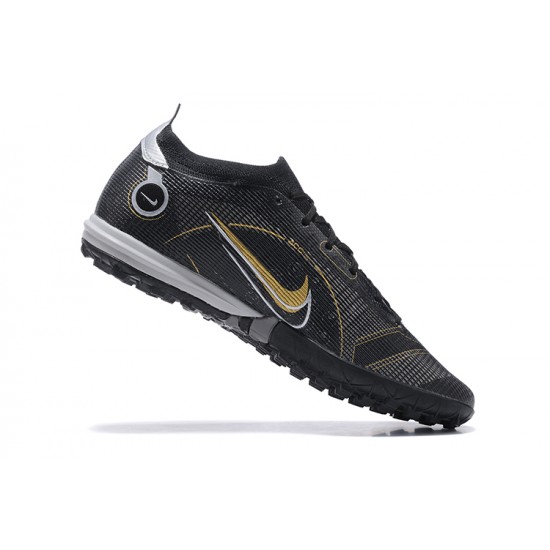 Nike Vapor 14 Academy TF Gray Black Gold White Low-top For Men Soccer Cleats