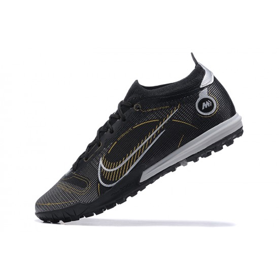 Nike Vapor 14 Academy TF Gray Black Gold White Low-top For Men Soccer Cleats 