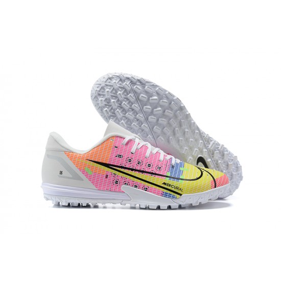 Nike Vapor 14 Academy TF White Pink Yellow Black Low-top For Men Soccer Cleats 