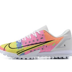 Nike Vapor 14 Academy TF White Pink Yellow Black Low-top For Men Soccer Cleats 