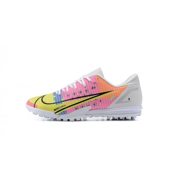 Nike Vapor 14 Academy TF White Pink Yellow Black Low-top For Men Soccer Cleats 