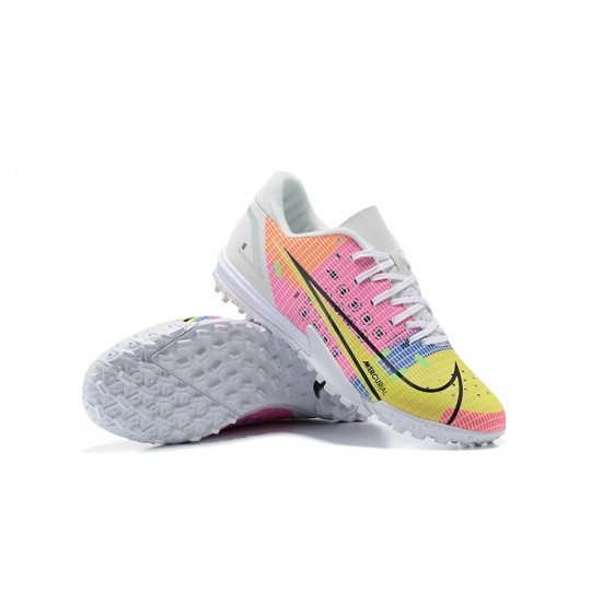 Nike Vapor 14 Academy TF White Pink Yellow Black Low-top For Men Soccer Cleats 