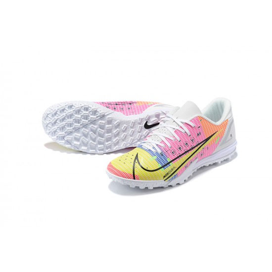 Nike Vapor 14 Academy TF White Pink Yellow Black Low-top For Men Soccer Cleats 