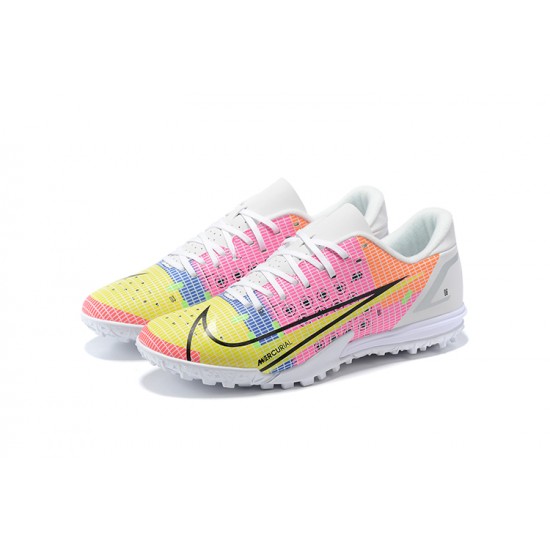 Nike Vapor 14 Academy TF White Pink Yellow Black Low-top For Men Soccer Cleats 