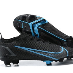 Nike Vapor 14 Elite FG Black Blue Low-top For Men Soccer Cleats 