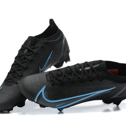 Nike Vapor 14 Elite FG Black Blue Low-top For Men Soccer Cleats 