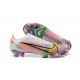 Nike Vapor 14 Elite FG White Yellow Pink Green Low-top For Men Soccer Cleats