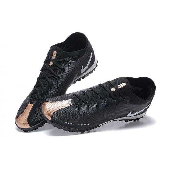 Nike Vapor 15 Academy TF Black Gold White For Men Low-top Soccer Cleats