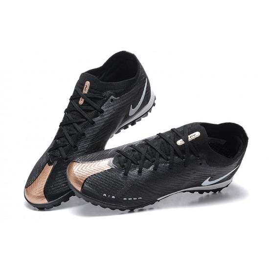 Nike Vapor 15 Academy TF Black Gold White For Men Low-top Soccer Cleats 