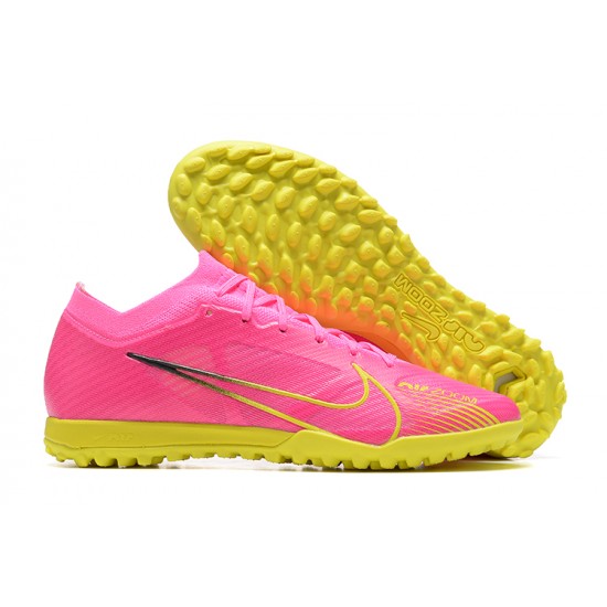 Nike Vapor 15 Academy TF Pink Yellow For Men Low-top Soccer Cleats 