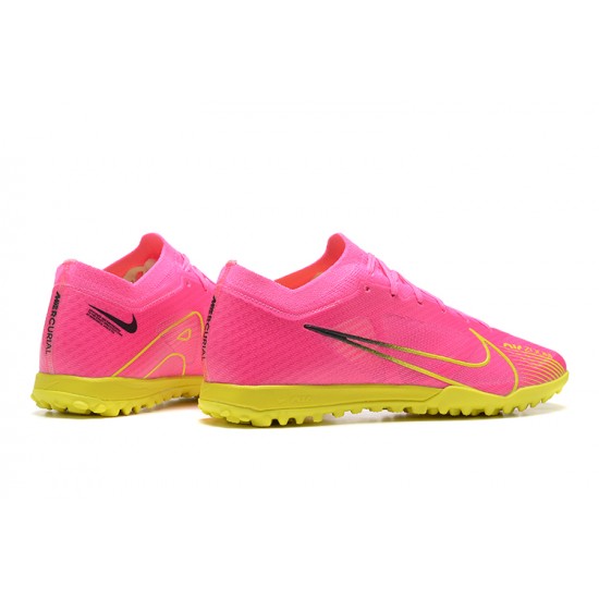 Nike Vapor 15 Academy TF Pink Yellow For Men Low-top Soccer Cleats 